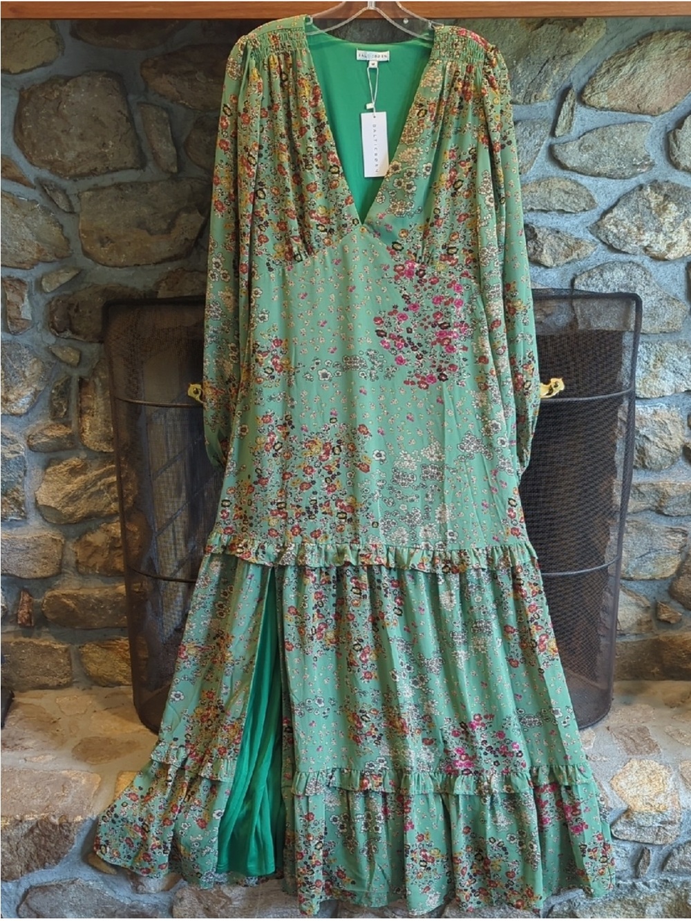 Baltic Born Bowman Deep V Green Floral Maxi Dress NWT - Picture 2 of 8